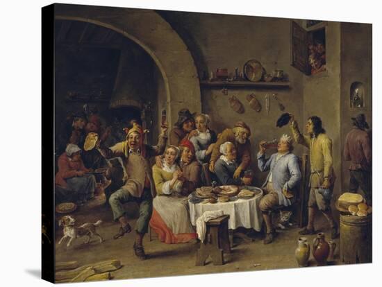 Twelfth Night Party, 1650-1660-David Teniers the Younger-Stretched Canvas