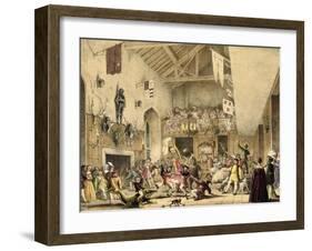 Twelfth Night Revels in the Great Hall, Haddon Hall, Architecture of the Middle Ages, 1838-Joseph Nash-Framed Giclee Print