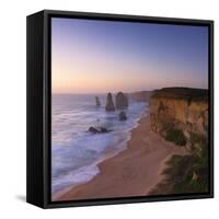 Twelve Apostles at Sunset, Port Campbell National Park, Great Ocean Road, Victoria, Australia-Ian Trower-Framed Stretched Canvas