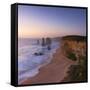 Twelve Apostles at Sunset, Port Campbell National Park, Great Ocean Road, Victoria, Australia-Ian Trower-Framed Stretched Canvas