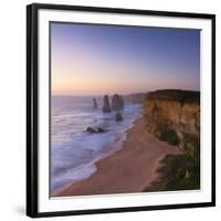 Twelve Apostles at Sunset, Port Campbell National Park, Great Ocean Road, Victoria, Australia-Ian Trower-Framed Photographic Print