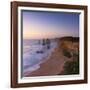 Twelve Apostles at Sunset, Port Campbell National Park, Great Ocean Road, Victoria, Australia-Ian Trower-Framed Photographic Print