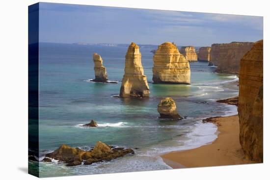 Twelve Apostles Morning at the Sandstone Rock Formations-null-Stretched Canvas