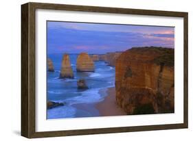 Twelve Apostles Sunset Sandstone Rock Formations-null-Framed Photographic Print