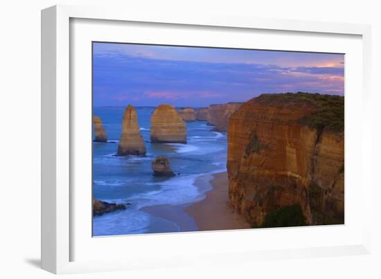 Twelve Apostles Sunset Sandstone Rock Formations-null-Framed Photographic Print