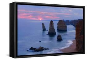 Twelve Apostles Sunset Setting Sun over the Sandstone-null-Framed Stretched Canvas