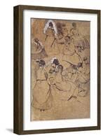 Twelve Studies of Women in Costume of the Second Empire (Pen and Ink on Buff Paper)-Edgar Degas-Framed Giclee Print