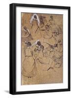 Twelve Studies of Women in Costume of the Second Empire (Pen and Ink on Buff Paper)-Edgar Degas-Framed Premium Giclee Print