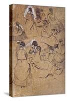 Twelve Studies of Women in Costume of the Second Empire (Pen and Ink on Buff Paper)-Edgar Degas-Stretched Canvas