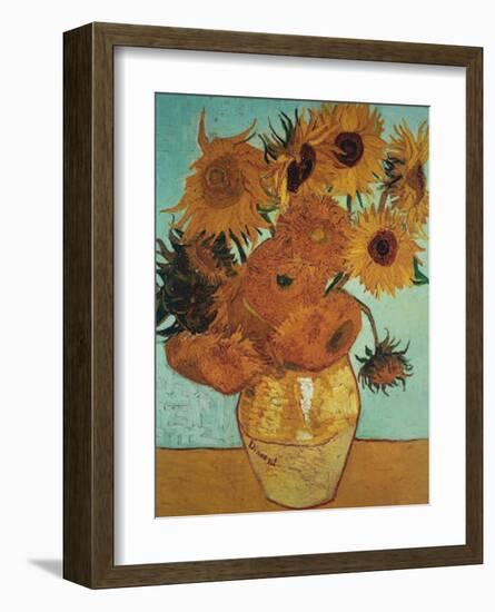 Twelve Sunflowers on Blue, c.1888-Vincent van Gogh-Framed Art Print