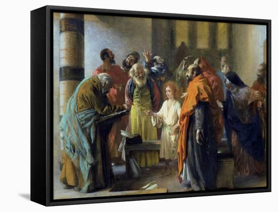 Twelve-Year Old Jesus in the Temple, 1851-Adolph von Menzel-Framed Stretched Canvas