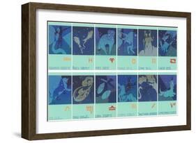 Twelve Zodiac Signs-null-Framed Art Print