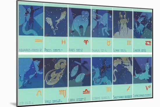 Twelve Zodiac Signs-null-Mounted Art Print