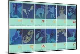 Twelve Zodiac Signs-null-Mounted Art Print