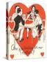 Twenties Bridge Game, Valentine-null-Stretched Canvas