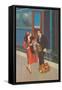 Twenties Couple on Train Platform-Found Image Press-Framed Stretched Canvas