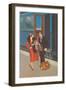 Twenties Couple on Train Platform-Found Image Press-Framed Giclee Print