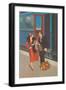 Twenties Couple on Train Platform-Found Image Press-Framed Giclee Print
