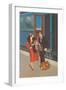 Twenties Couple on Train Platform-Found Image Press-Framed Giclee Print