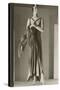 Twenties Female Mannequin in Evening Gown with Fox Fur-Found Image Press-Stretched Canvas