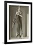 Twenties Female Mannequin in Evening Gown with Fox Fur-Found Image Press-Framed Photographic Print