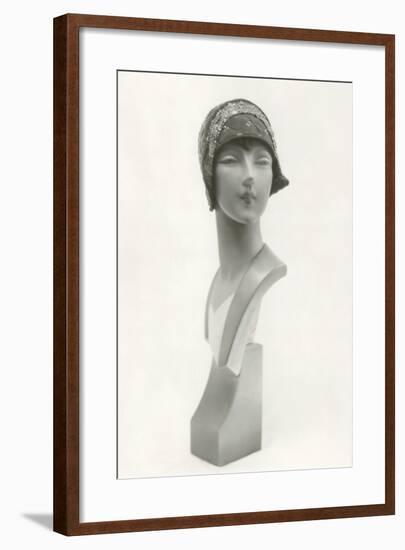 Twenties Mannequin Bust in Cloche Hat-Found Image Press-Framed Photographic Print