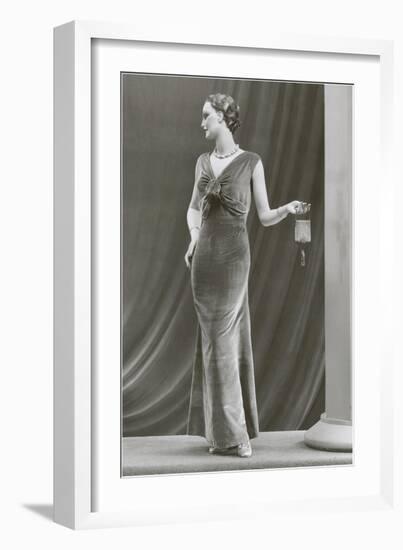 Twenties Mannequin in Velvet Dress-null-Framed Art Print