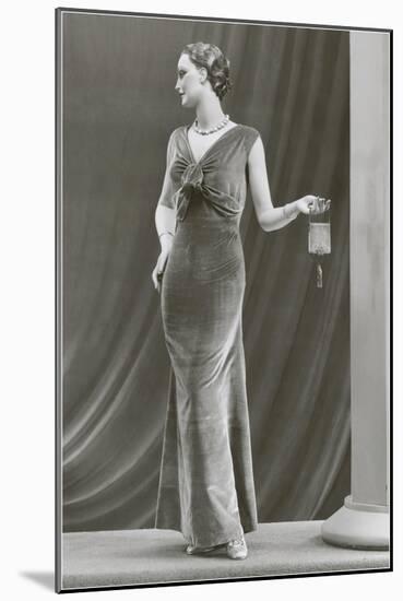 Twenties Mannequin in Velvet Dress-null-Mounted Art Print