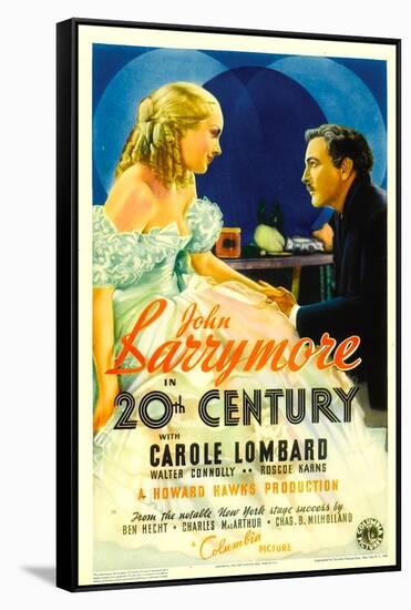 Twentieth Century (Aka 20th Century), Carole Lombard, John Barrymore on Midget Window Card, 1934-null-Framed Stretched Canvas