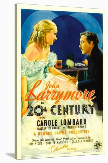 Twentieth Century (Aka 20th Century), Carole Lombard, John Barrymore on Midget Window Card, 1934-null-Stretched Canvas