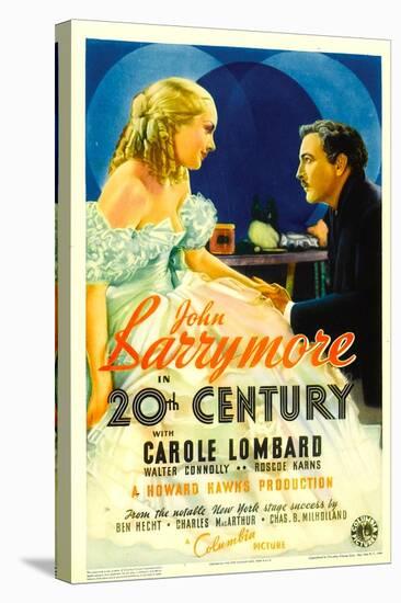 Twentieth Century (Aka 20th Century), Carole Lombard, John Barrymore on Midget Window Card, 1934-null-Stretched Canvas