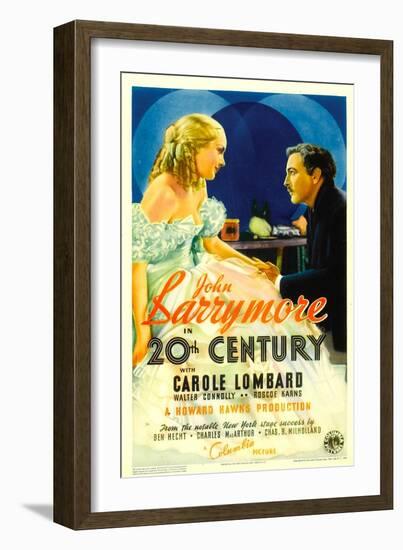 Twentieth Century (Aka 20th Century), Carole Lombard, John Barrymore on Midget Window Card, 1934-null-Framed Art Print