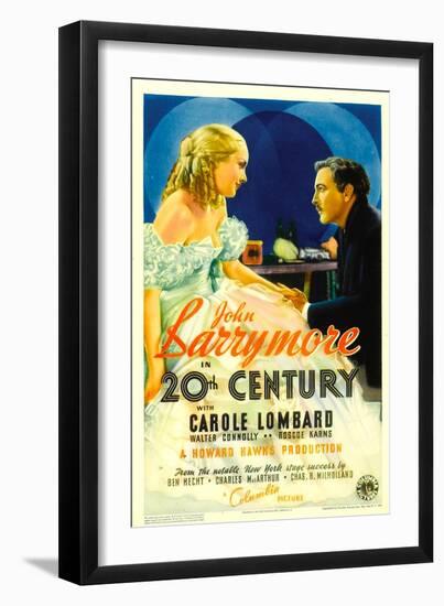 Twentieth Century (Aka 20th Century), Carole Lombard, John Barrymore on Midget Window Card, 1934-null-Framed Art Print