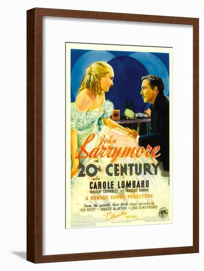 Twentieth Century (Aka 20th Century), Carole Lombard, John Barrymore on Midget Window Card, 1934-null-Framed Art Print