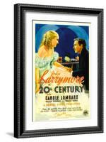 Twentieth Century (Aka 20th Century), Carole Lombard, John Barrymore on Midget Window Card, 1934-null-Framed Art Print