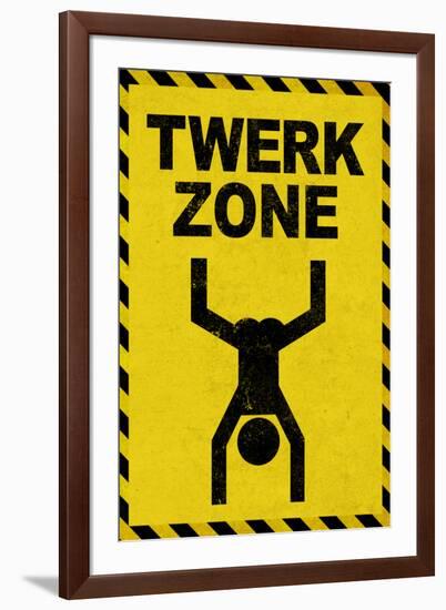 Twerk Zone Sign Humor-null-Framed Art Print