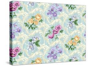 Twiggy Scroll Floral Aqua-Bill Jackson-Stretched Canvas