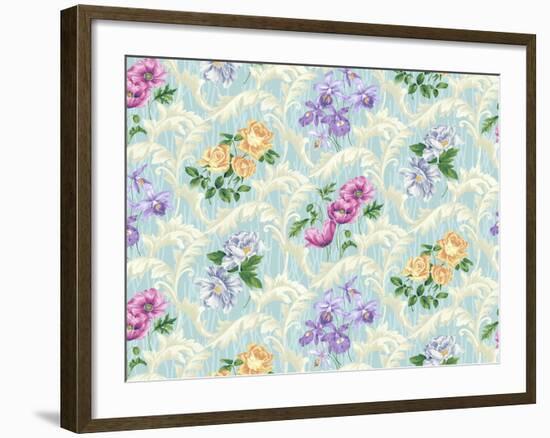 Twiggy Scroll Floral Aqua-Bill Jackson-Framed Giclee Print