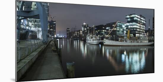 Twilight at Magellan-Terrace in Hafencity, Hamburg, Germany, Europe-Ben Pipe-Mounted Photographic Print