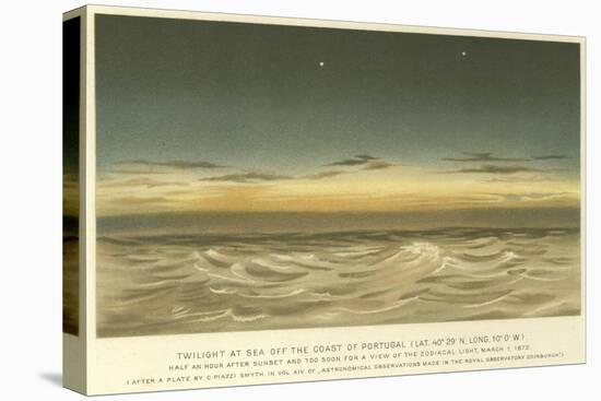 Twilight at Sea Off the Coast of Portugal, Latitude 40° 29' N, Longitude 10° 0' W-null-Stretched Canvas