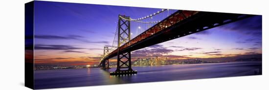 Twilight, Bay Bridge, San Francisco, California, USA-null-Stretched Canvas