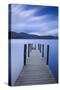 Twilight descends over the Watendlath jetty on Derwent Water, Lake District Nat'l Park, England-John Potter-Stretched Canvas