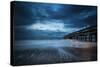 Twilight Dusk Landscape of Pier Stretching out into Sea with Moonlight-Veneratio-Stretched Canvas