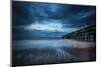 Twilight Dusk Landscape of Pier Stretching out into Sea with Moonlight-Veneratio-Mounted Photographic Print