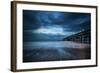 Twilight Dusk Landscape of Pier Stretching out into Sea with Moonlight-Veneratio-Framed Photographic Print