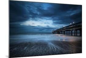 Twilight Dusk Landscape of Pier Stretching out into Sea with Moonlight-Veneratio-Mounted Photographic Print