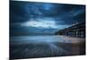 Twilight Dusk Landscape of Pier Stretching out into Sea with Moonlight-Veneratio-Mounted Photographic Print