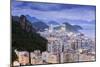 Twilight, Illuminated View of Copacabana, the Morro De Sao Joao and the Atlantic Coast of Rio-Alex Robinson-Mounted Photographic Print