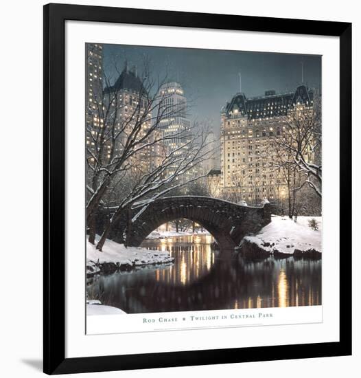 Twilight in Central Park-Rod Chase-Framed Art Print