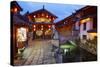 Twilight in the Old Town, Lijiang, UNESCO World Heritage Site, Yunnan Province, China, Asia-Simon Montgomery-Stretched Canvas